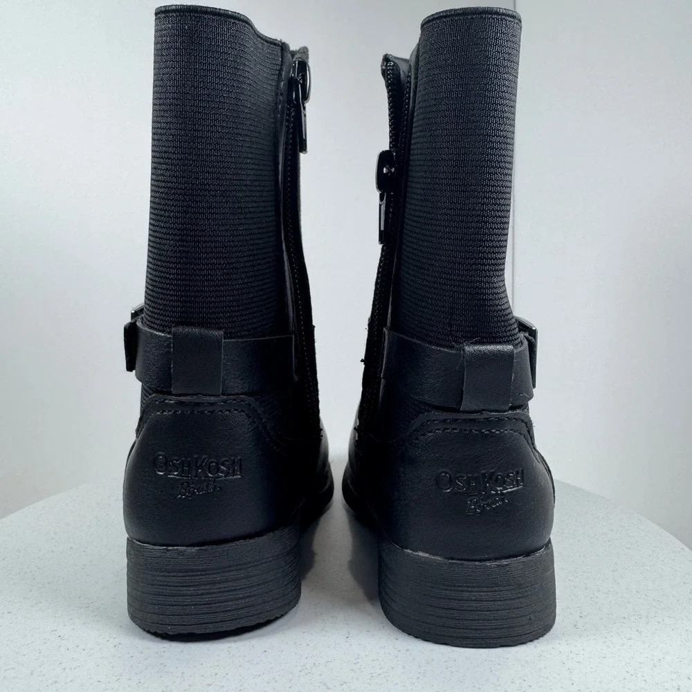 OshKosh B'gosh Girls Moto Boots Black Faux Leather Zip Size‎ 5